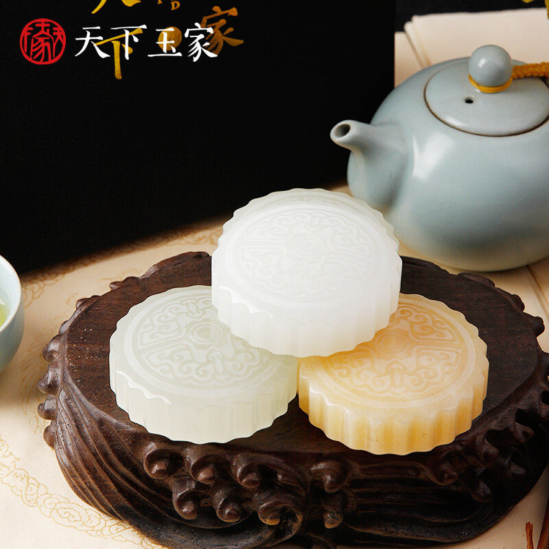 玉石月饼桌面摆件套装中秋节礼物创意毕业商务礼品