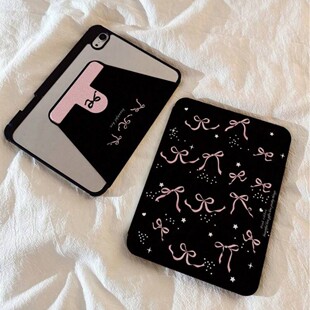 适用ipad10壳黑色蝴蝶结10.2可旋转支架air654平板保护套13带笔槽