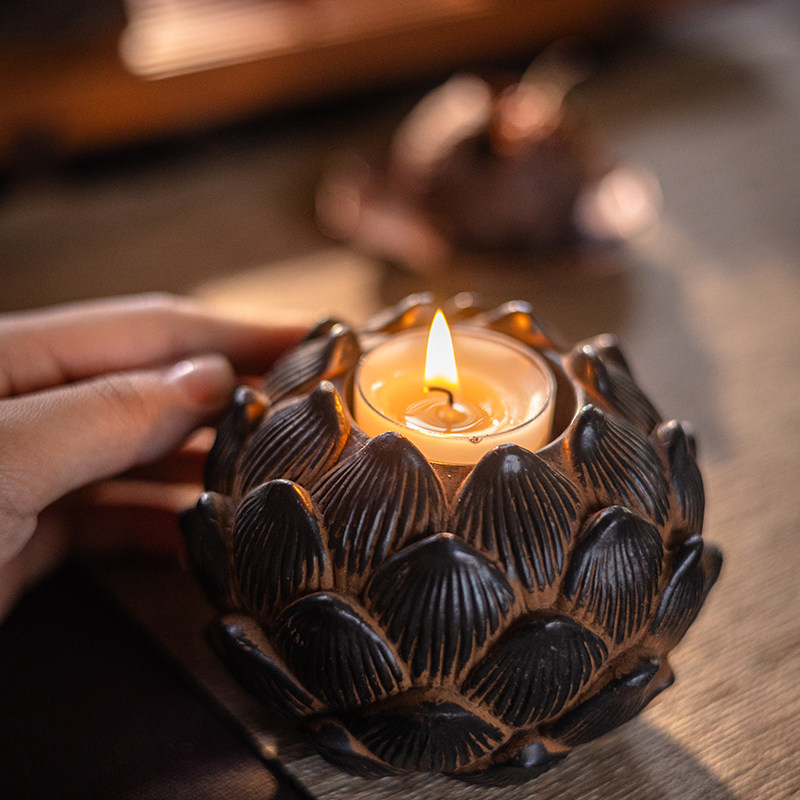 莲花烛台摆件复古中式禅意檀香塔香底座蜡烛台茶室茶道茶桌面摆件,家居饰品,国学摆件,淘宝优惠券,粉丝福利购,淘宝优惠卷