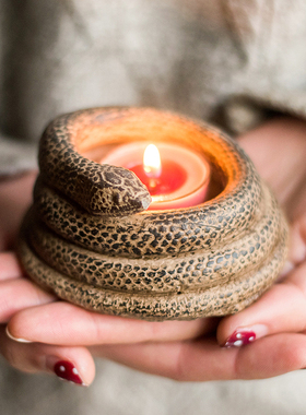 复古小蛇烛台摆件烟灰缸中古风