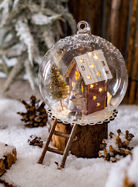 发光LED圣诞玻璃球灯装饰挂件