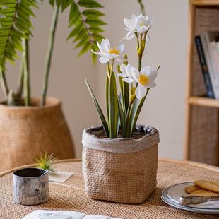掬涵麻布手工编织花盆套盆装饰花器收纳篮阳台花园北欧艺术摆件