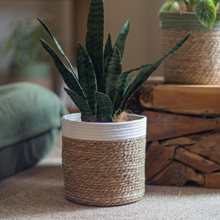 编织花盆套盆北欧简约藤编花篮田园风花盆遮丑套草编花盆外装饰套