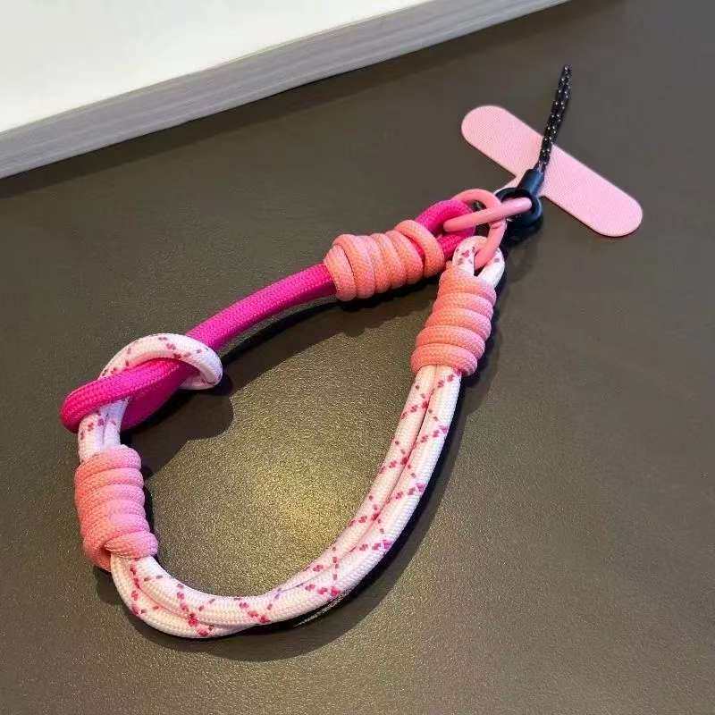 彩色编织手机短款挂绳手腕双股牢固挂件夹片钥匙扣手机链手提