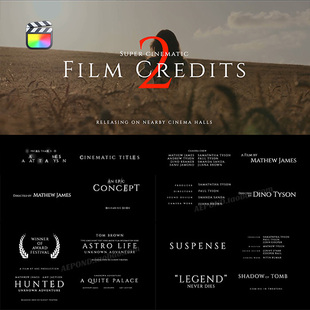 电影片头片尾字幕演职员表FCPX插件 Film Credits Pack V.2
