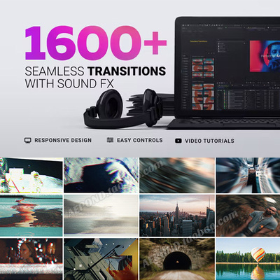 1600+无缝转场特效包AE脚本 Seamless Transitions