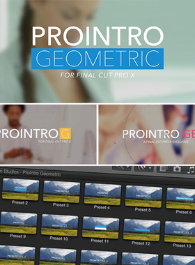 30枚现代流行文字标题动画字幕模板FCPX插件 ProIntro Geometric