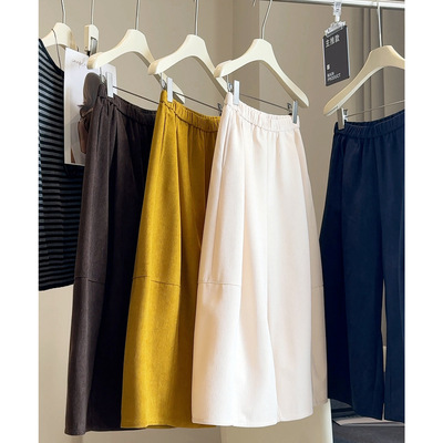 灯芯绒八分休闲裤子女小个子2025秋冬高腰慵懒宽松直筒阔腿弯刀