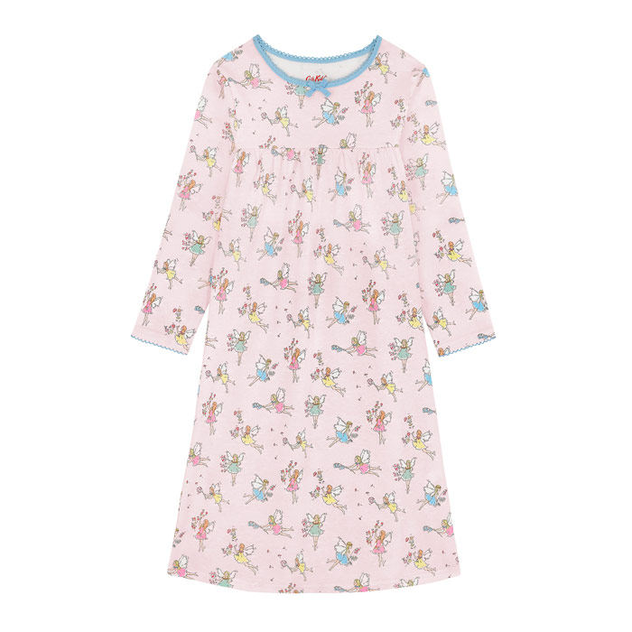 现货！Cath Kidston女童女孩粉色小仙女碎花全棉长袖睡裙家居服