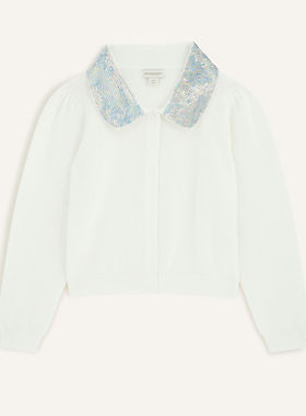 【国内现货】Monsoon女童女孩白色翻领针织衫