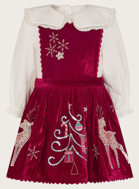 【国内现货】Monsoon圣诞红新年红色女童女宝连衣裙套装