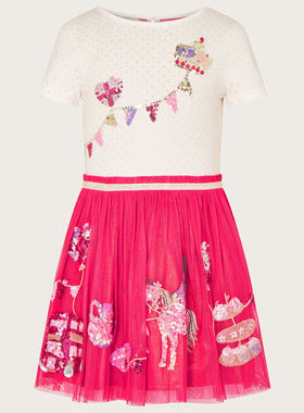 【国内现货】Monsoon 女童女孩红色圣诞节日短袖纱裙连衣裙