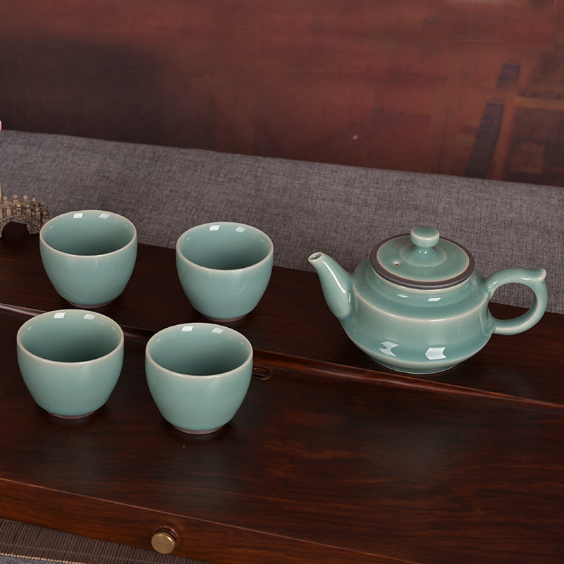 流转千年青瓷旅行功夫茶具小套装便携半手工陶瓷家用泡茶器伴手礼