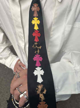 Papr原创彩色十字架藤蔓领带小众设计感滚轮镂空个性男女同款领带