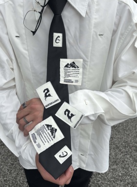 Papr独立原创富士山下海报领带高级设计感立体logo黑色领带