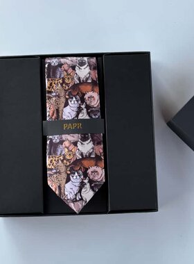 Papr礼盒装创意时尚小动物印花领带男文艺个性欧美潮流免打领带