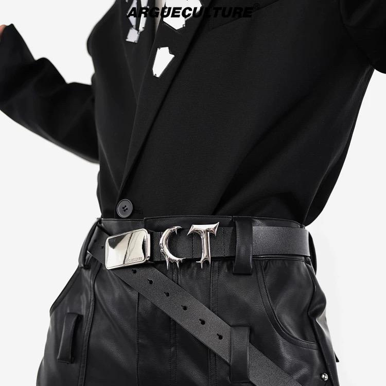 CulturE原创小众先锋立体金属皮带不规则拼接设计感潮流腰带男女