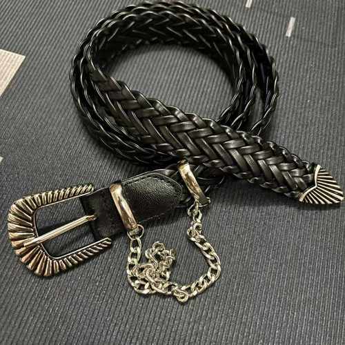 皮带皮革不挑人黑色编织西部复古