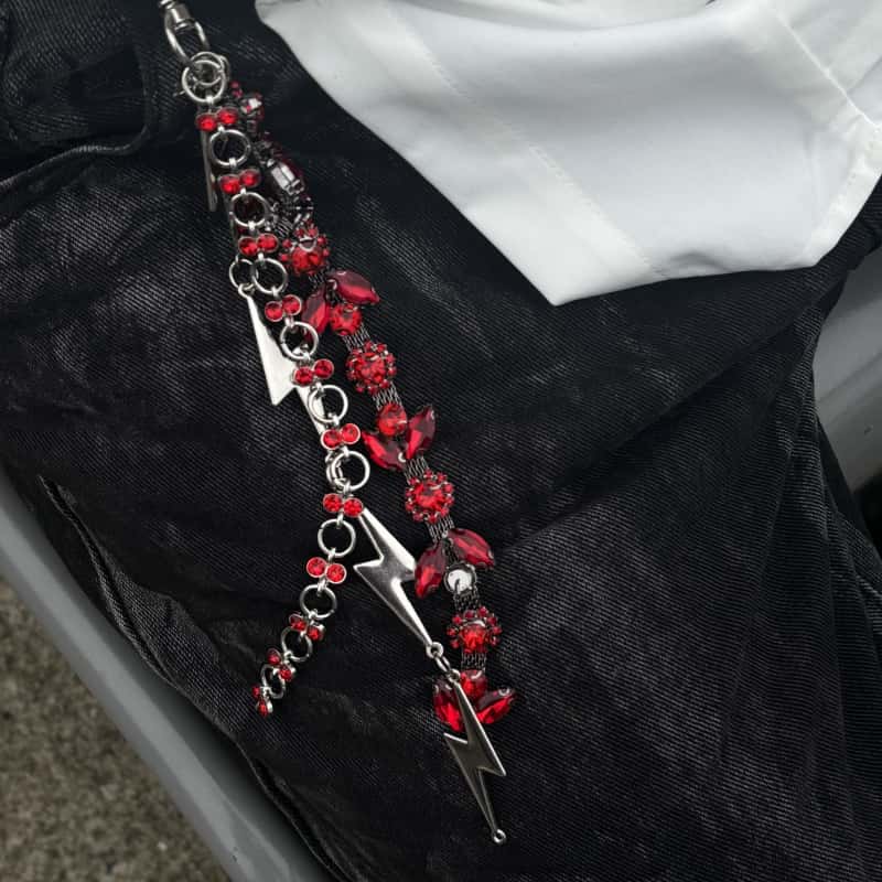 Papr饰品首选个性鸽血宝石手工裤腰链三串重工单件裤链男女同款