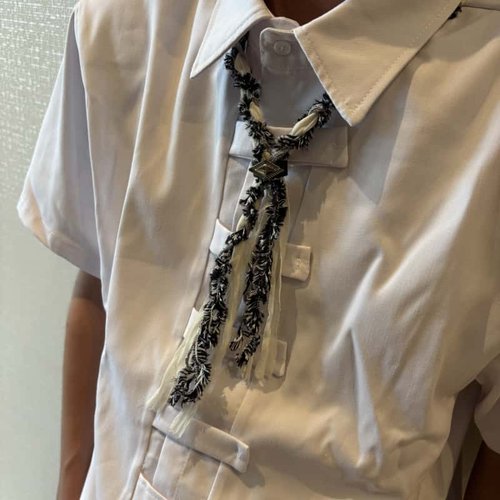 A8日本古布绳项链古着个性中古棉麻布料编织复古波洛领带包包挂链