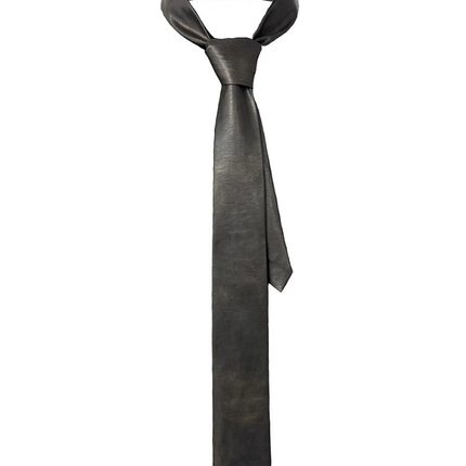 JCAESAR LEATHER TIE 皮领带 可擦色 复古箭头型黑色领带