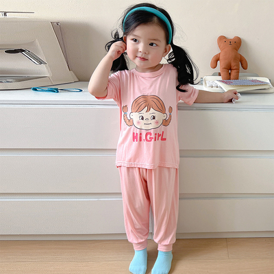 女童卡通网红睡衣短袖长裤莫代尔