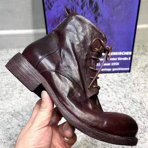 欧美复古马丁靴短靴固特异马皮