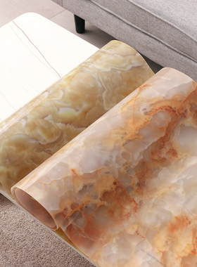 黄色桌布餐桌垫塑料仿大理石纹桌面垫茶几布客厅防水pvc防油免洗