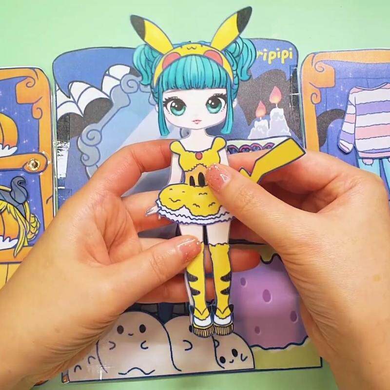 HALLOWEEN DRESS UP DOLL FUN DECOMPRESSION DIY HANDMADE GAME TOYS QUIET BOOK SCENE PLAY BEAN BOOK