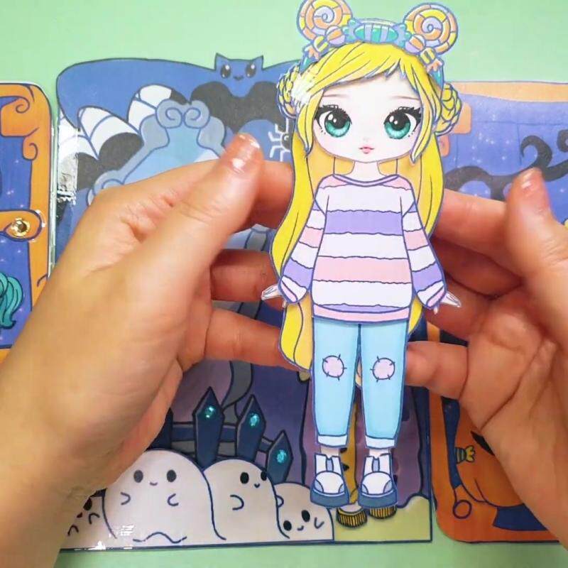 HALLOWEEN DRESS UP DOLL FUN DECOMPRESSION DIY HANDMADE GAME TOYS QUIET BOOK SCENE PLAY BEAN BOOK