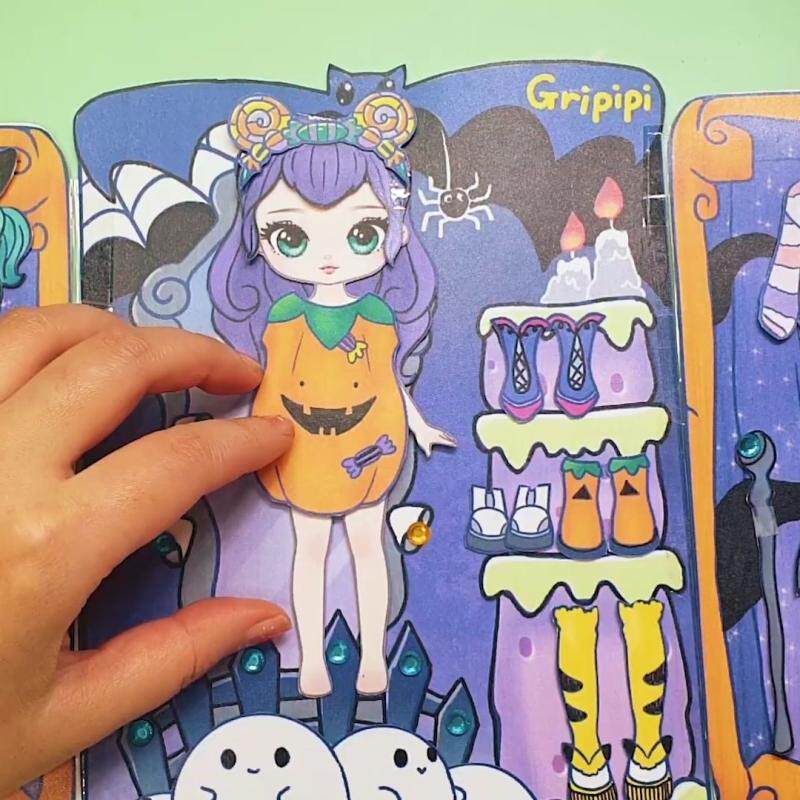 HALLOWEEN DRESS UP DOLL FUN DECOMPRESSION DIY HANDMADE GAME TOYS QUIET BOOK SCENE PLAY BEAN BOOK