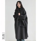 知意韩版 宽松廓形慵懒风双面呢羊毛大衣女2025秋冬松弛感气质外套