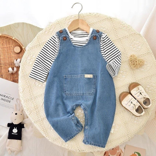 吊带哈衣夏季 婴儿衣服春装 新生儿包屁衣女宝宝连体衣满月百天薄款