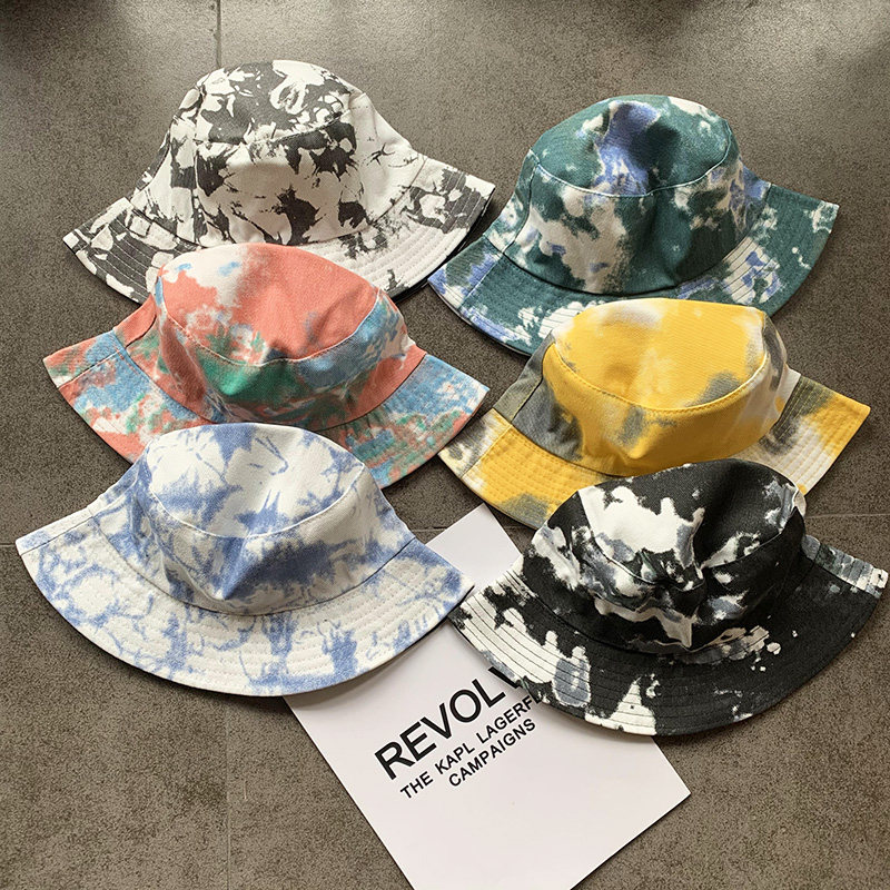 ins帽子女春夏韩版复古扎染双面渔夫帽纯色街头嘻哈遮阳盆帽子男