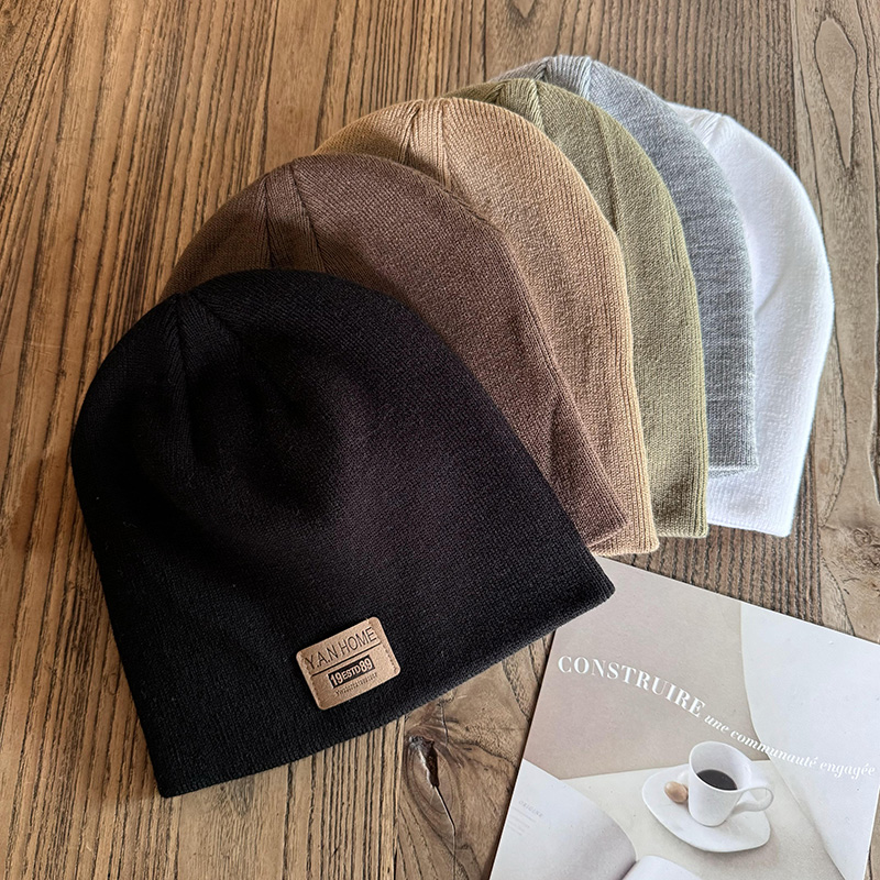 冷帽套头黑色贴标保暖港风秋冬