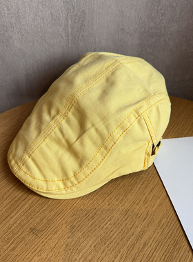 韩版新款纯色前进帽女春夏简约百搭文艺黄色报童帽时尚鸭舌帽男潮