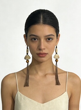 SHUXIAO原创设计波西米亚风流苏贝壳耳环