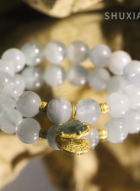 舒晓集原创设计海蓝宝玉如意手链天然石小众手串