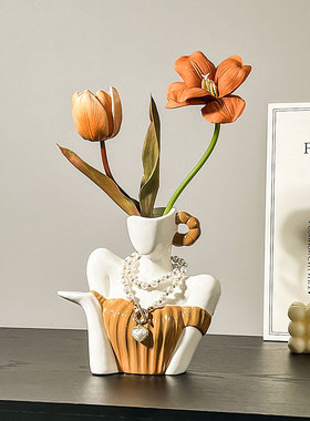 ins风艺术女神陶瓷花瓶摆件客厅电视柜插花花器高级感装饰品摆设