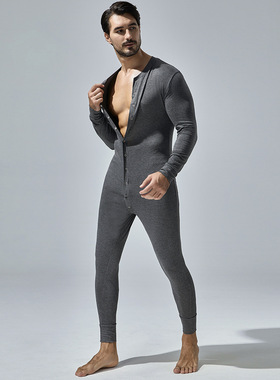 青叔24701男士舒适睡衣家居服男款欧美风弹力健身莫代尔连体衣裤