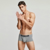 大学生内裤 青叔 内裤 四角裤 00203时尚 纯色棉低腰性感平角居家短裤