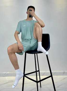 夏季男士日系风套装潮牌工装连帽短袖卫衣短裤痞帅薄款宽松两件套