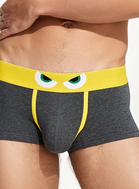 青叔230205男士内裤性感U凸囊袋平角舒适棉质男内裤眼睛腰带内裤