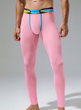 青叔230401男士性感运动打底裤青年男款高弹秋裤纯色舒适薄款衬裤