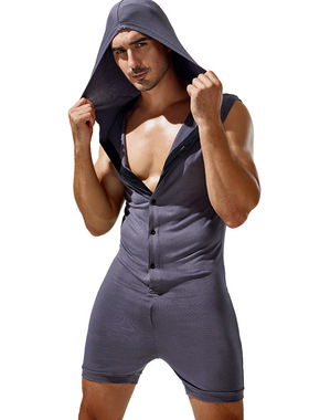 青叔23702运动背心性感男士骑行服健身瑜伽舒适居家服连帽背心男