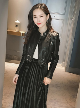 外套女韩版超短款收修身百搭皮衣