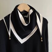 黑色三角巾护颈围脖磁扣秋冬三角巾护颈百搭时尚 洋气高档双面可用