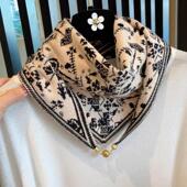 磁吸扣针织三角秋冬护颈保暖围脖女新款 仿羊绒格雷灰色百搭围巾