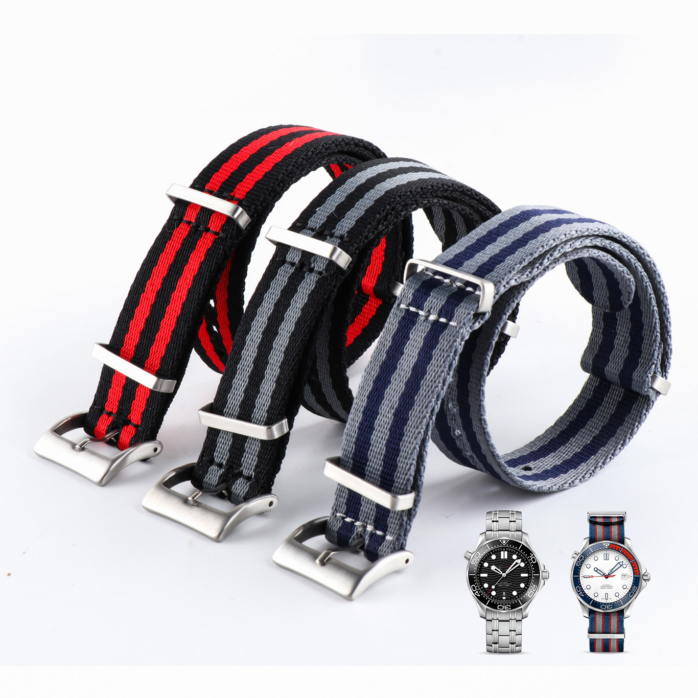 海马300欧米茄尼龙帆布编织表带