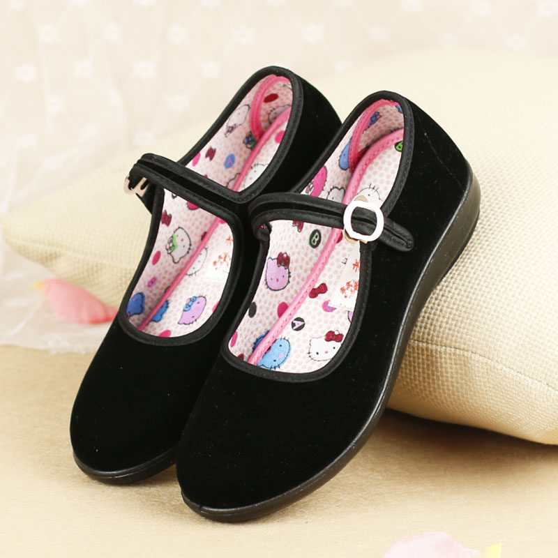 老北京布鞋儿童女鞋六一节团体舞蹈鞋平底绣花